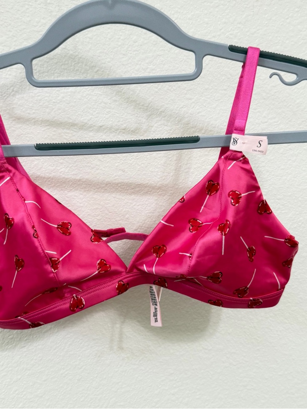 Victoria's Secret Hot Pink Cherry-Print Triangle Bralette - Picture 3 of 16